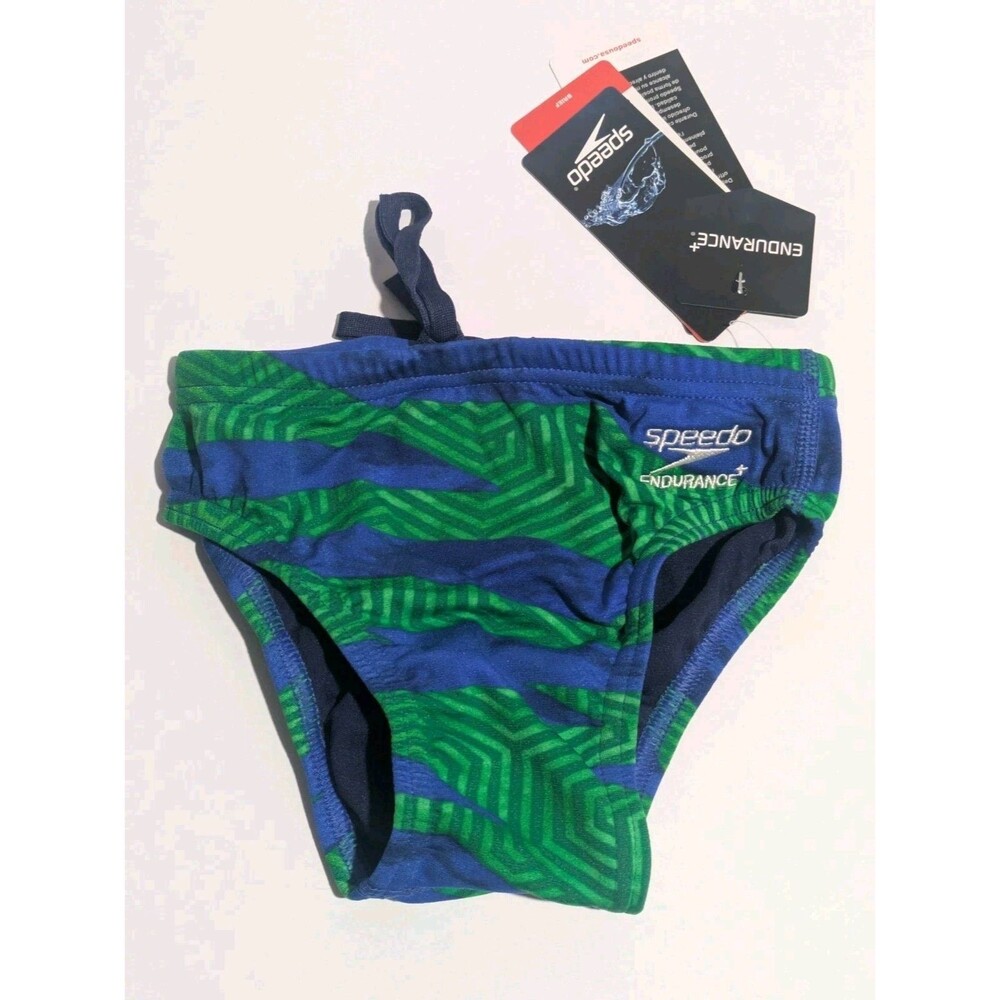 Speedo Endurance+ Contort Stripes Swim Brief Blue‎ Green Mens 22